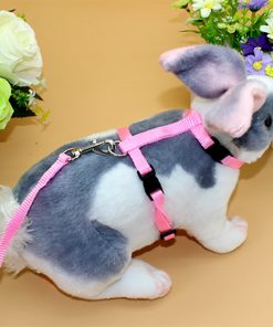 Small Pet Rabbit Harness Leash Soft Nylon Running/Walking Harness Leash with Safe Bell for Guinea Pigs Ferret Cat Rat Pet Pigs