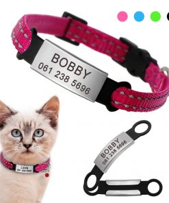 Nylon Cat Collar Personalized Pet Collars With Name ID Tag Reflective Chihuahua Kitten Collars Necklace For Pets Dog Accessories