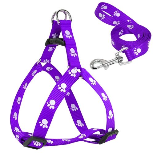 Paw Print Small Dog Harness and Leash Soft Nylon Pet Walking Harness Vest For Chihuahua Yorkshire Terier Schnauzer