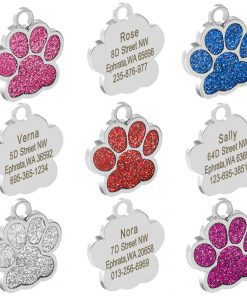Personalized Dog Tags Engraved Cat Puppy Pet ID Name Collar Tag Pendant Pet Accessories Bone/Paw Glitter