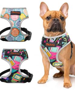 Nylon Dog Cat Harness Printed French Bulldog Harness Puppy Small Dogs Harnesses Vest for Chihuahua Yorkshire Walking Training